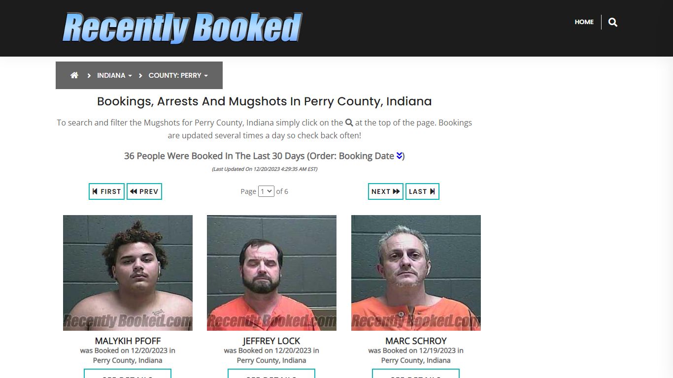 Recent bookings, Arrests, Mugshots in Perry County, Indiana